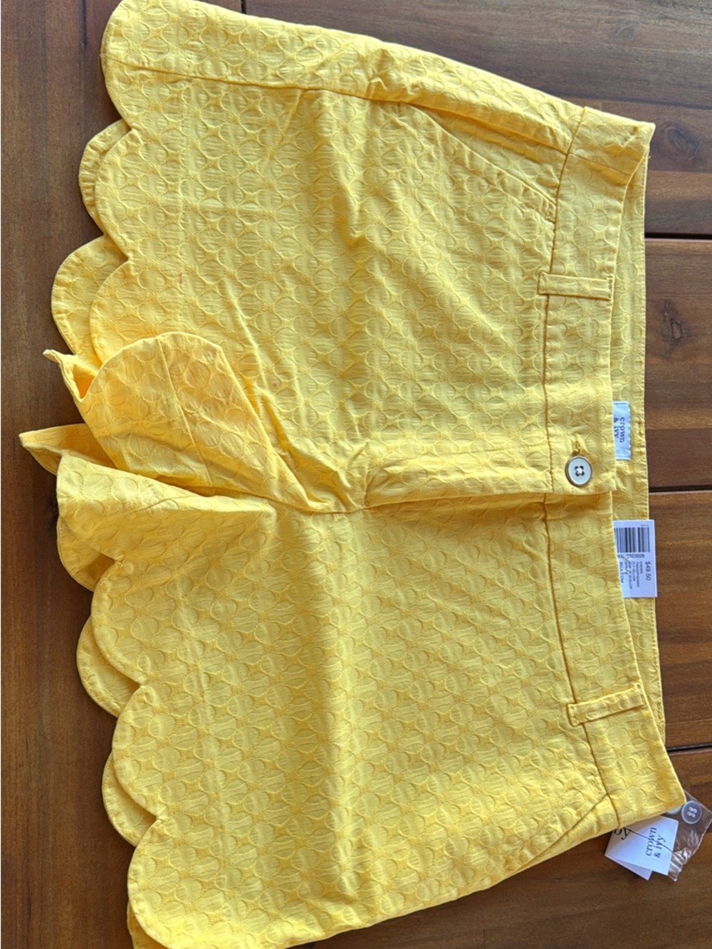 crown & ivy Yellow, Pink & Blue Scalloped Hem Embroidered Skirt